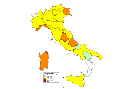 La mappa a colori del contagio da influenza (Fonte: Rapporto RespiVirNet)